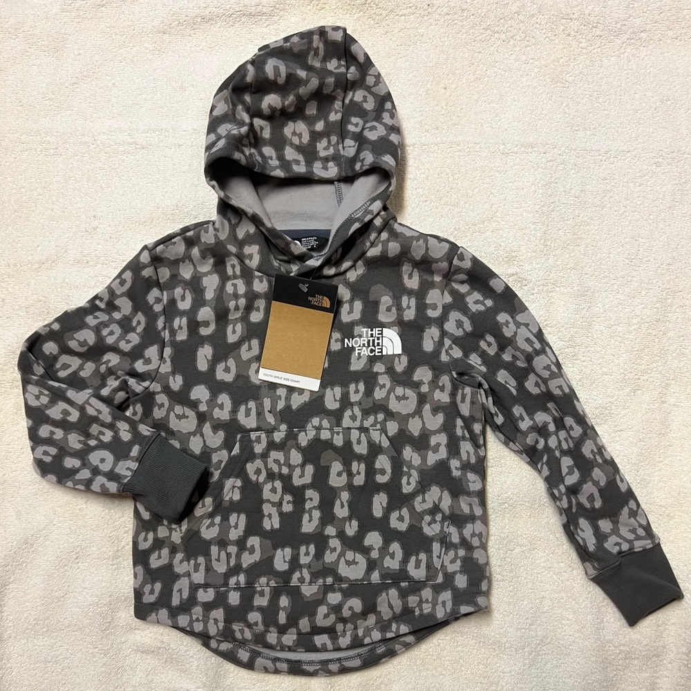 North Face Girls Fleece Hoodie leopard Size 5 NEW